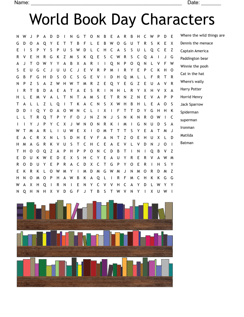 World Book Day Characters Word Search - Wordmint with regard to Printable Word Search Booklet