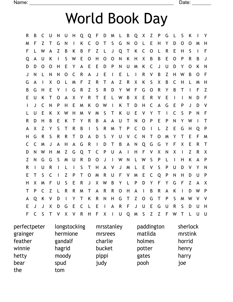World Book Day Word Search - Wordmint with Word Search Book Printable