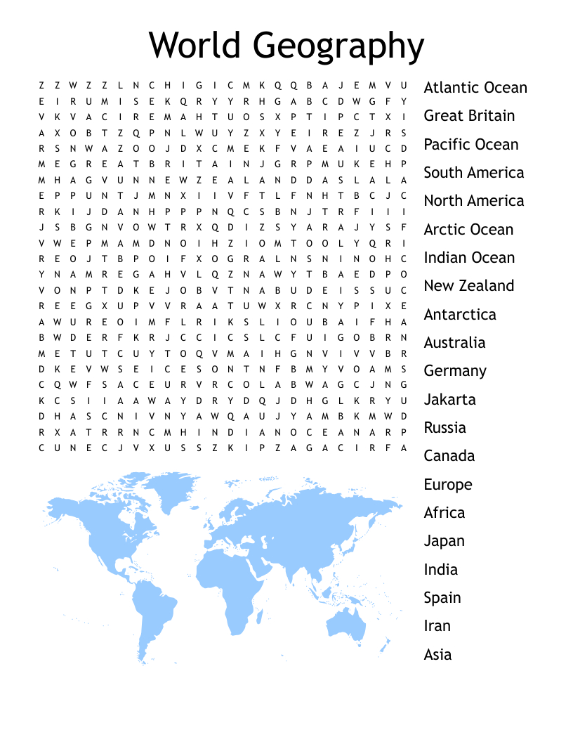 World Geography Word Search - Wordmint with Printable Word Search Geography