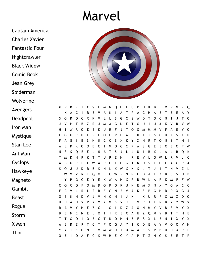 X-Men Word Search - Wordmint inside X Men Word Search Printable