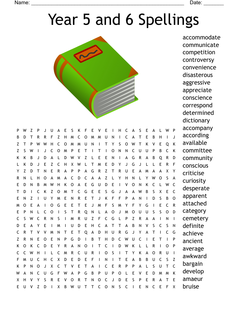 Year 5 And 6 Spellings Word Search - Wordmint for Year 6 Word Search Printable
