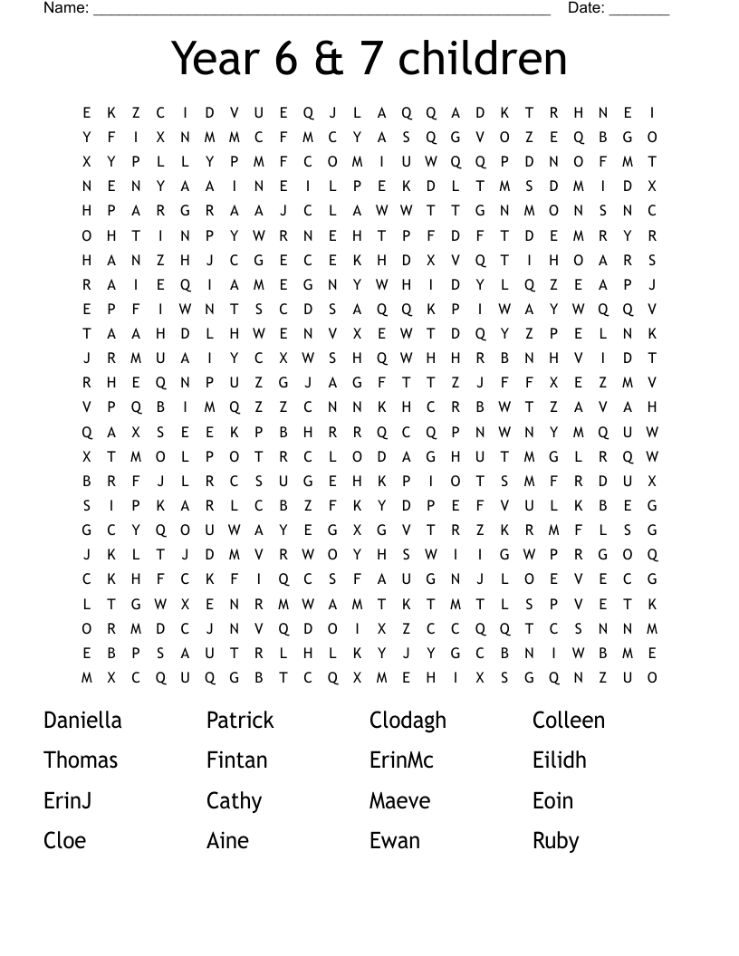 Year 6 & 7 Children Word Search - Wordmint regarding Free Printable Word Search For 6 Year Olds