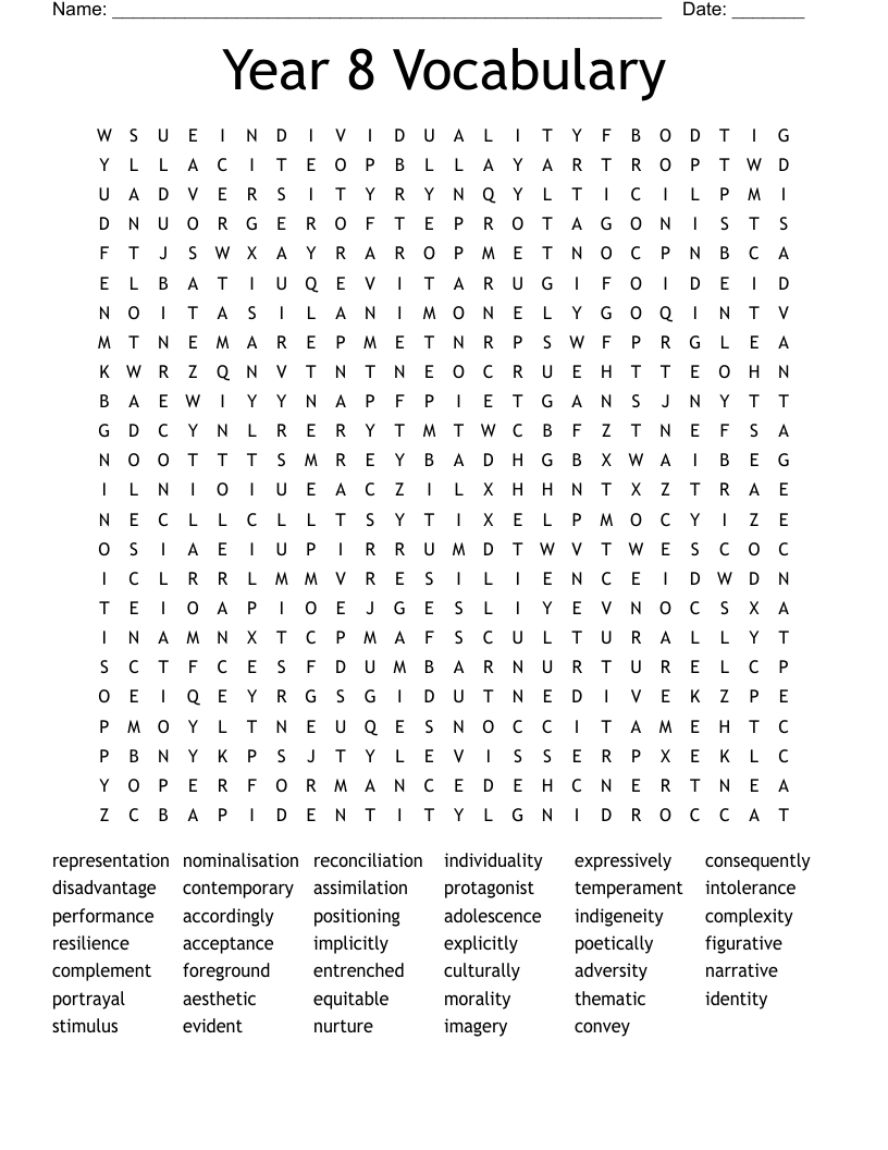 Year 8 Vocabulary Word Search - Wordmint throughout Printable Word Search For 8 Year Old