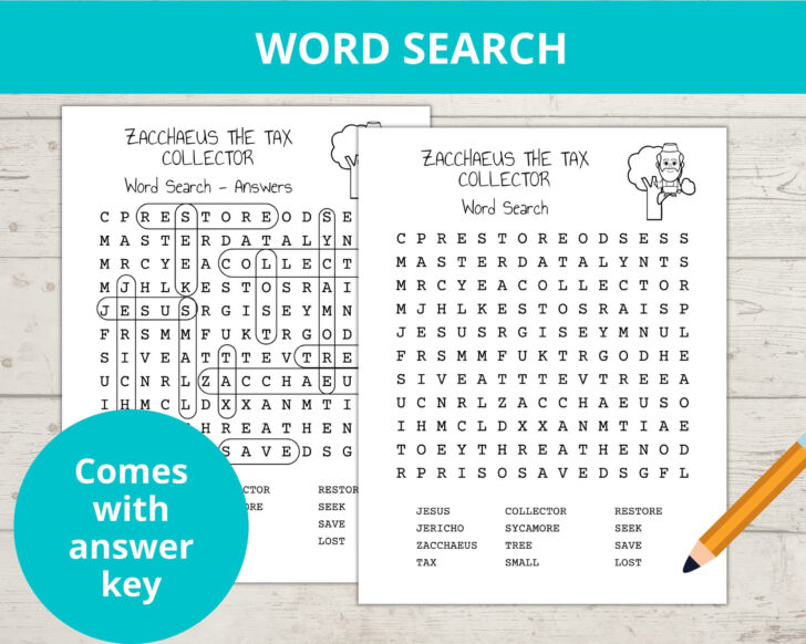 Zacchaeus Word Search Printable