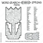 Zigzag Word Search Puzzle With Tulip. Spring. Words Go Right, Left Regarding Free Printable Zig Zag Word Search Puzzles