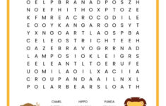 Zoo Animals Word Search Free Printable for Printable Zoo Word Search