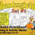 12 Printable Thanksgiving Coloring Puzzle Activity Worksheets (Set Inside Thanksgiving Coloring Sheets And Word Searches