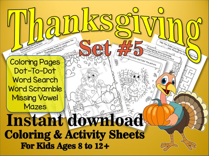 Thanksgiving Coloring Sheets and Word Searches