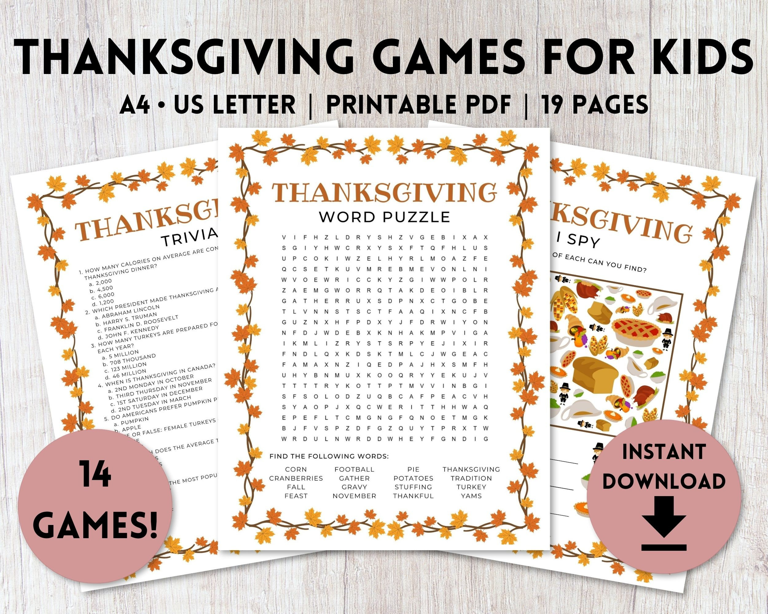 14 Thanksgiving Games For Kids Printable | Fall Party Games pertaining to John Word Search Puzzles Thanksgiving