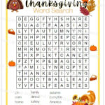 2Nd Grade Thanksgiving Word Search With Answer Key, Printable Throughout Thanksgiving Word Search 2nd Grade
