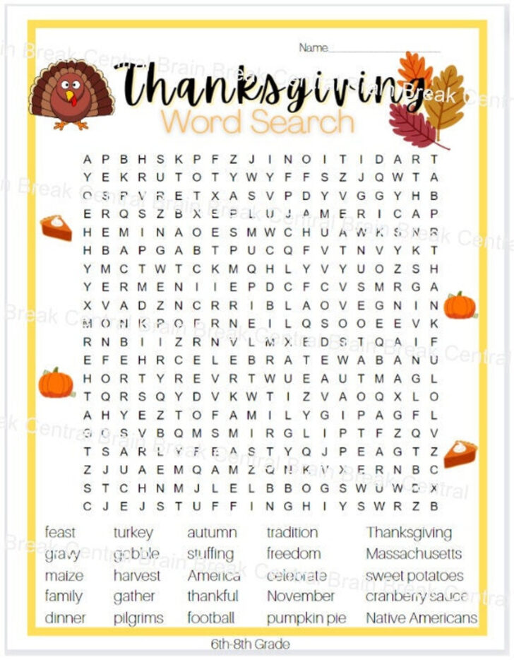 Interactive Thanksgiving Word Search