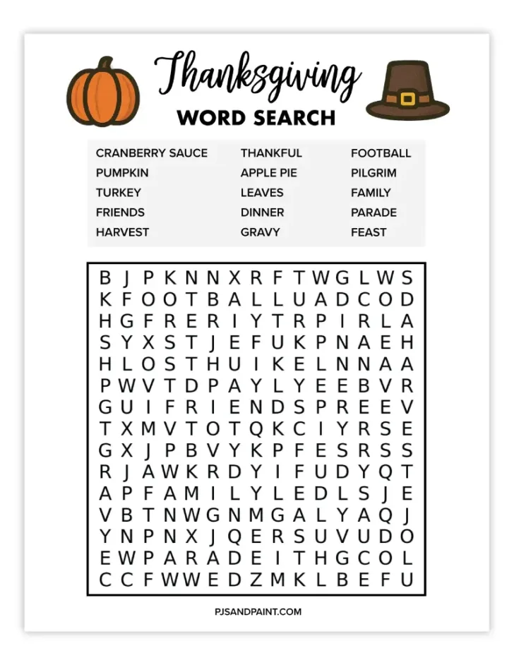 Word Search For Thanksgiving Printable 8th Grade Word Search For Thanksgiving Printable 8th Grade