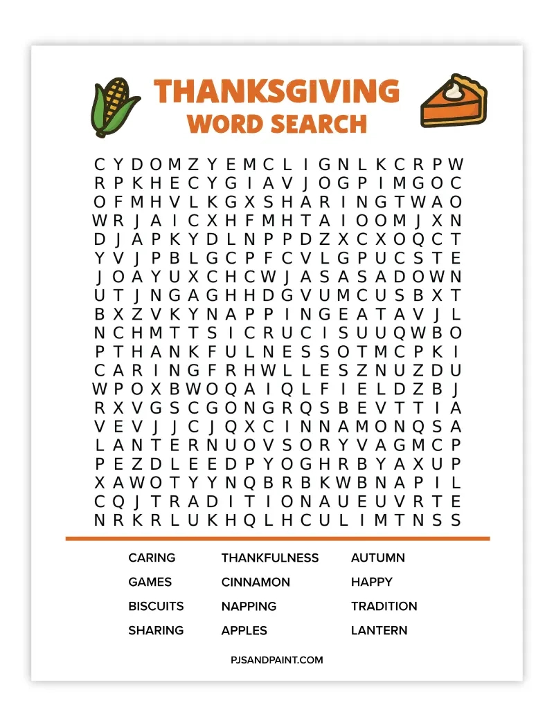8 Free Printable Thanksgiving Word Searches - Pjs And Paint pertaining to Thanksgiving Word Search 2025