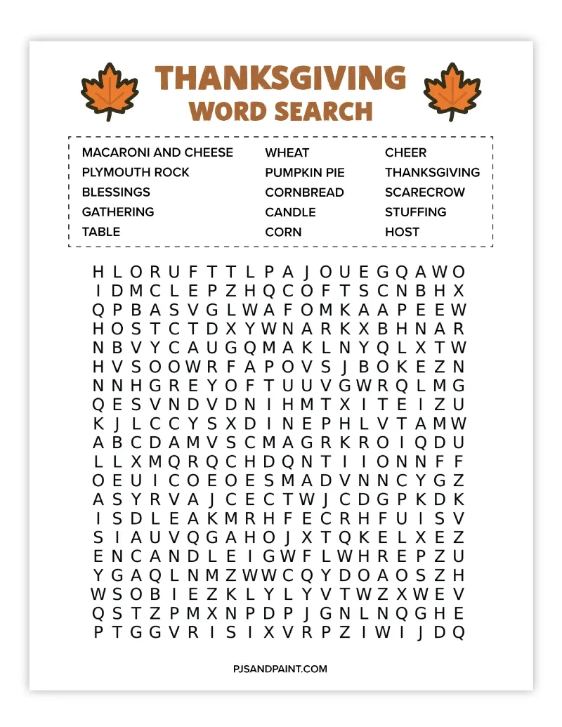 8 Free Printable Thanksgiving Word Searches - Pjs And Paint pertaining to Thanksgiving Word Search 3