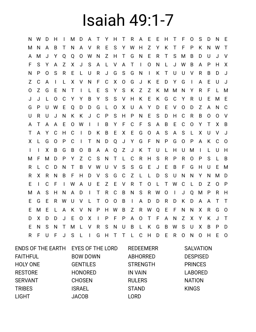 A Thankful Church Crossword - Wordmint for Isaiah Song of Thanksgiving Word Search