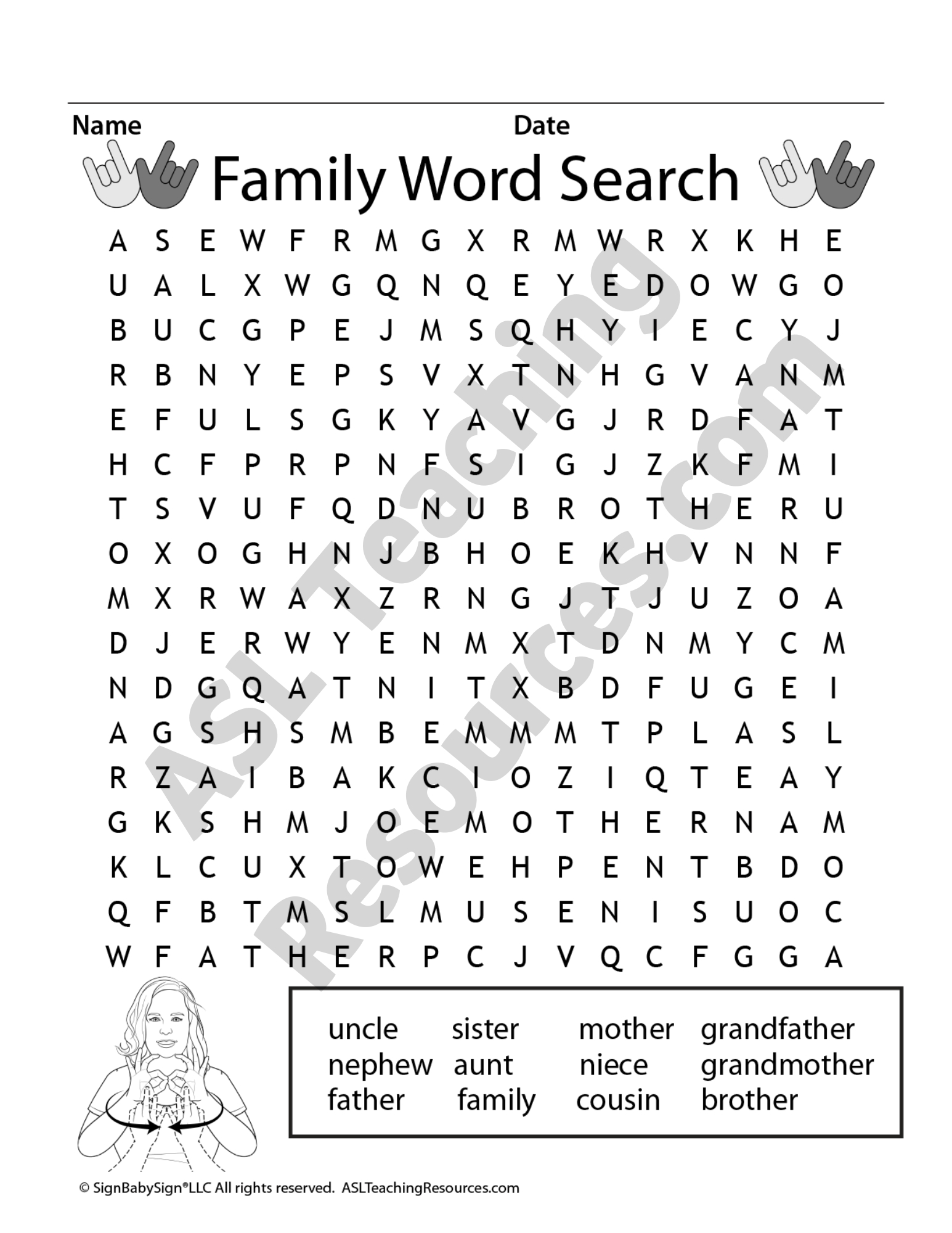 Asl Family Word Search Game - Asl Teaching Resources regarding Asl Thanksgiving Word Search