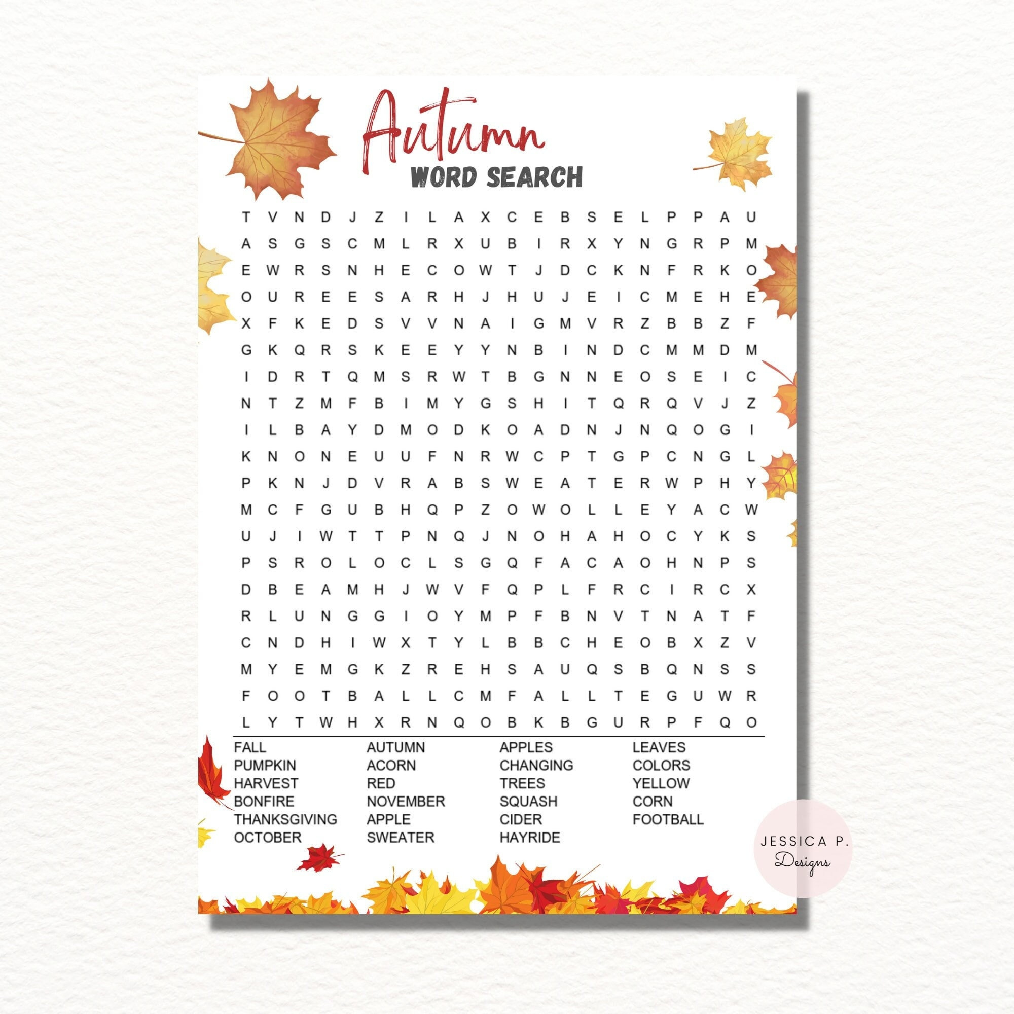 Autumn, Fall, Word Search, Printable Game, Games For Kids, Instant with 247 Word Search Thanksgiving
