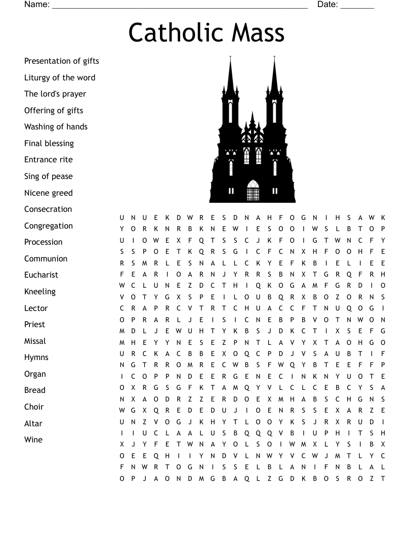 Catholic Religion Class Word Search - Wordmint throughout Thanksgiving Catholic Word Search Easy