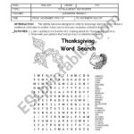 English Worksheets: Thanksgiving Word Search Throughout Kidsdomain Answers Thanksgiving Word Search