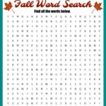 Fall Word Search Free Printable Worksheet Within Free Printable Middle School Thanksgiving Word Search