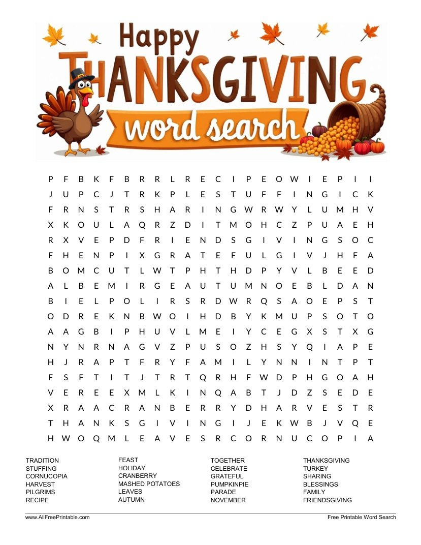 Free Printable – All Free Printable with regard to John Word Search Puzzles Thanksgiving