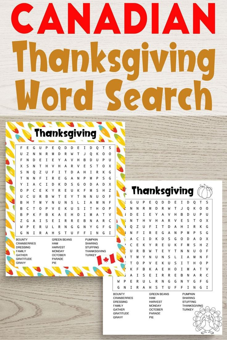 Free Printable Thanksgiving Word Search: American &amp;amp; Canadian with regard to Thanksgiving Word Searches Canada