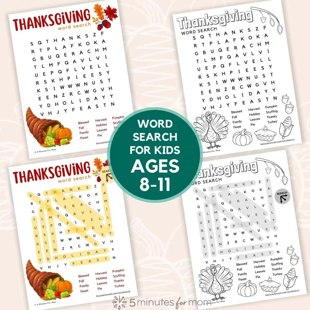 Free Printable Thanksgiving Word Search For Kids pertaining to Thanksgiving Word Search Puzzle For 8 Year Olds