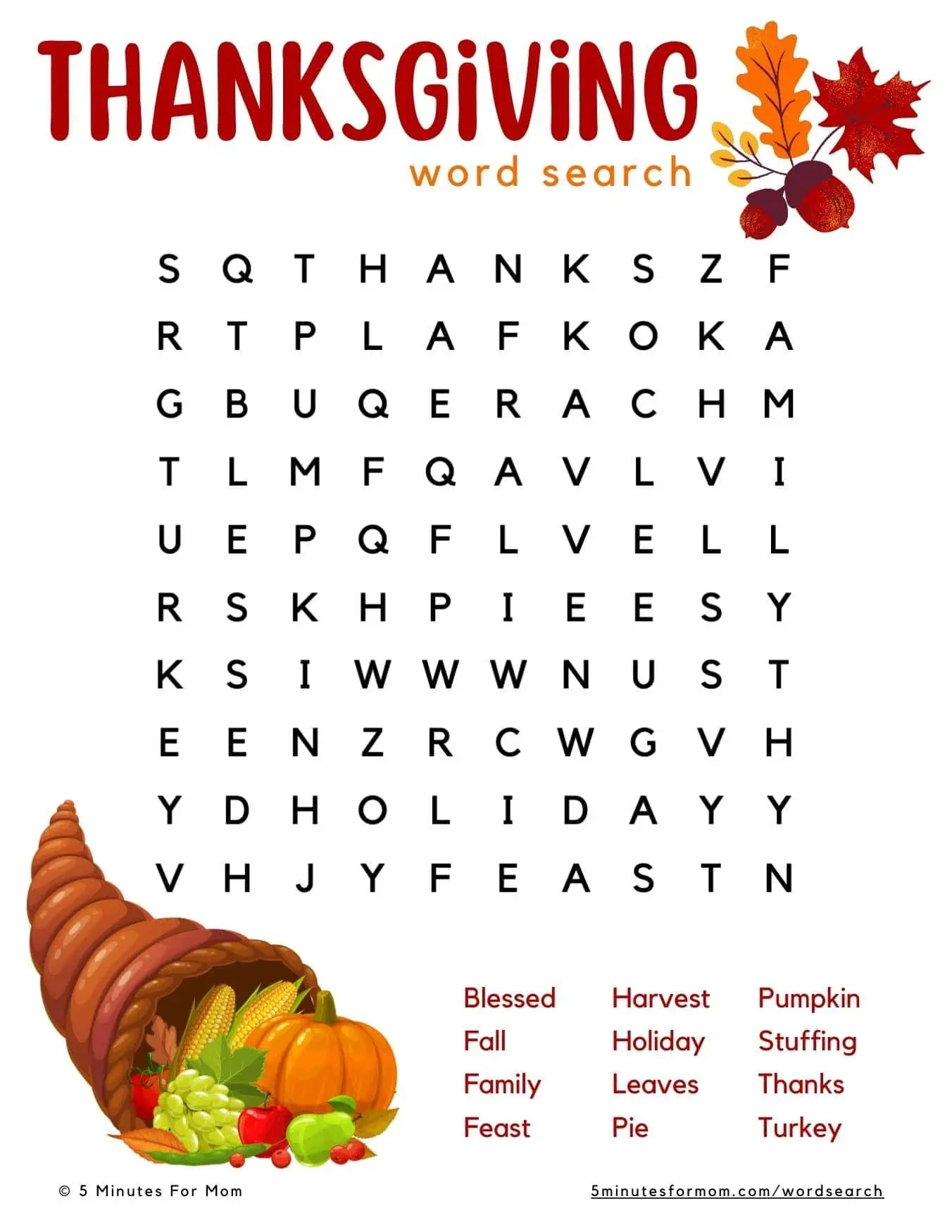 Free Printable Thanksgiving Word Search For Kids throughout Thanksgiving L Word Search