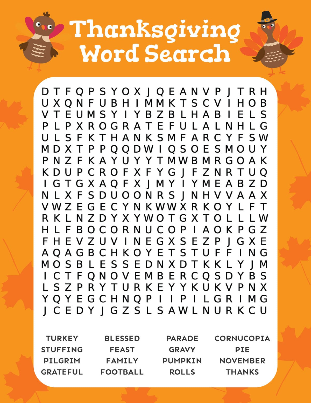 Free Printable Thanksgiving Word Search - Play Party Plan intended for Free Online Thanksgiving Word Search Puzzles