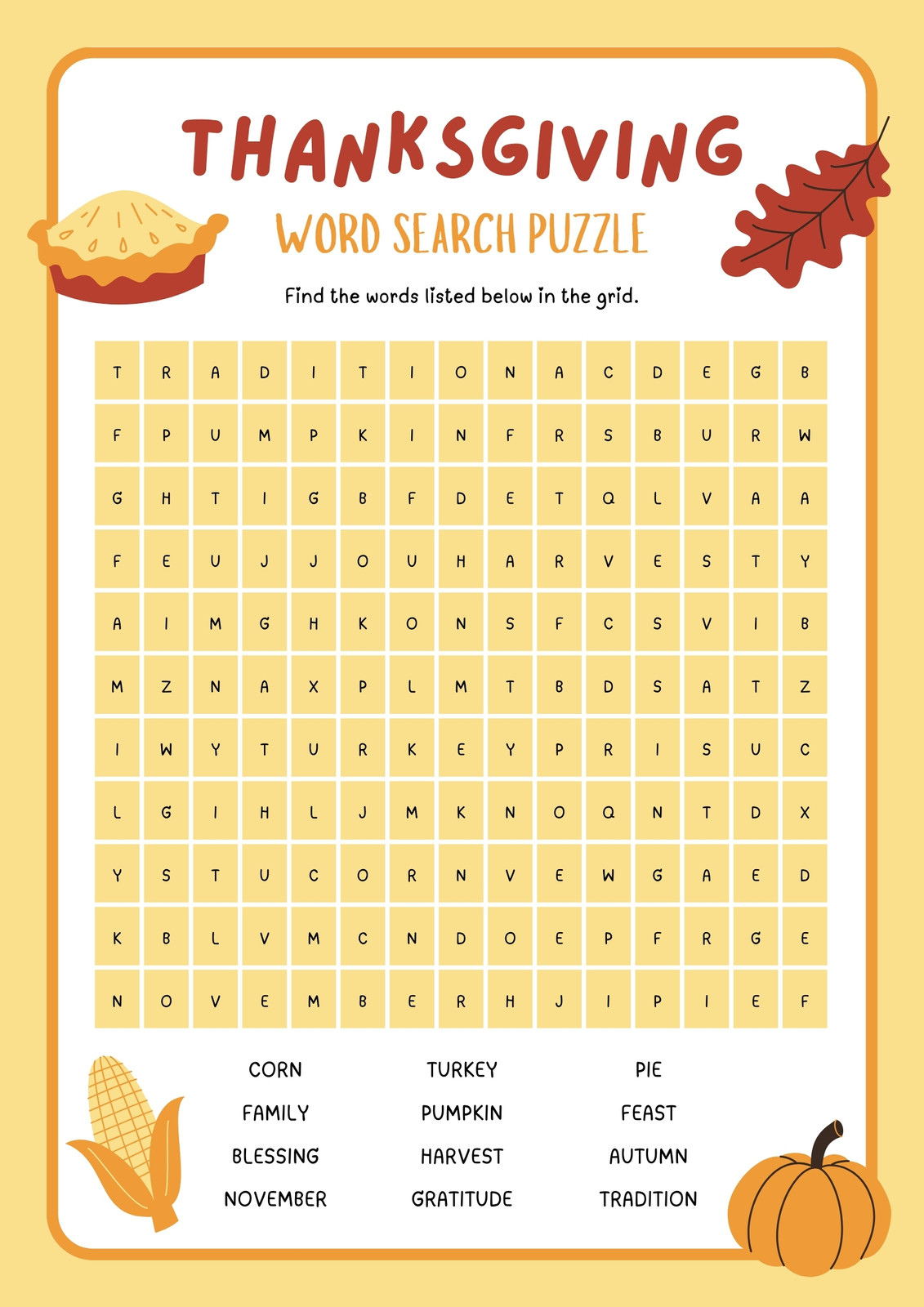Free Printable Thanksgiving Worksheet Templates | Canva within Thanksgiving Word Search We Appreciate Your Business Customers
