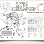 Free Thanksgiving Printable Placemats (Coloring Page For Kids Intended For Thanksgiving Word Search And Coloring Sheets