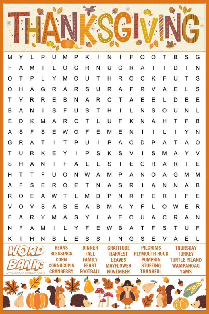 Happy Thanksgiving Word Search For Kids Happy Thanksgiving Word Search For Kids