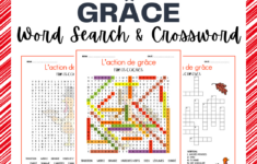 French L'Action De Grâce / Thanksgiving Word Search &amp;Crossword inside Thanksgiving Word Search In French