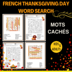 French Thanksgiving Word Search Mots Cachés Français Sur L'Action Intended For French Word Search Thanksgiving