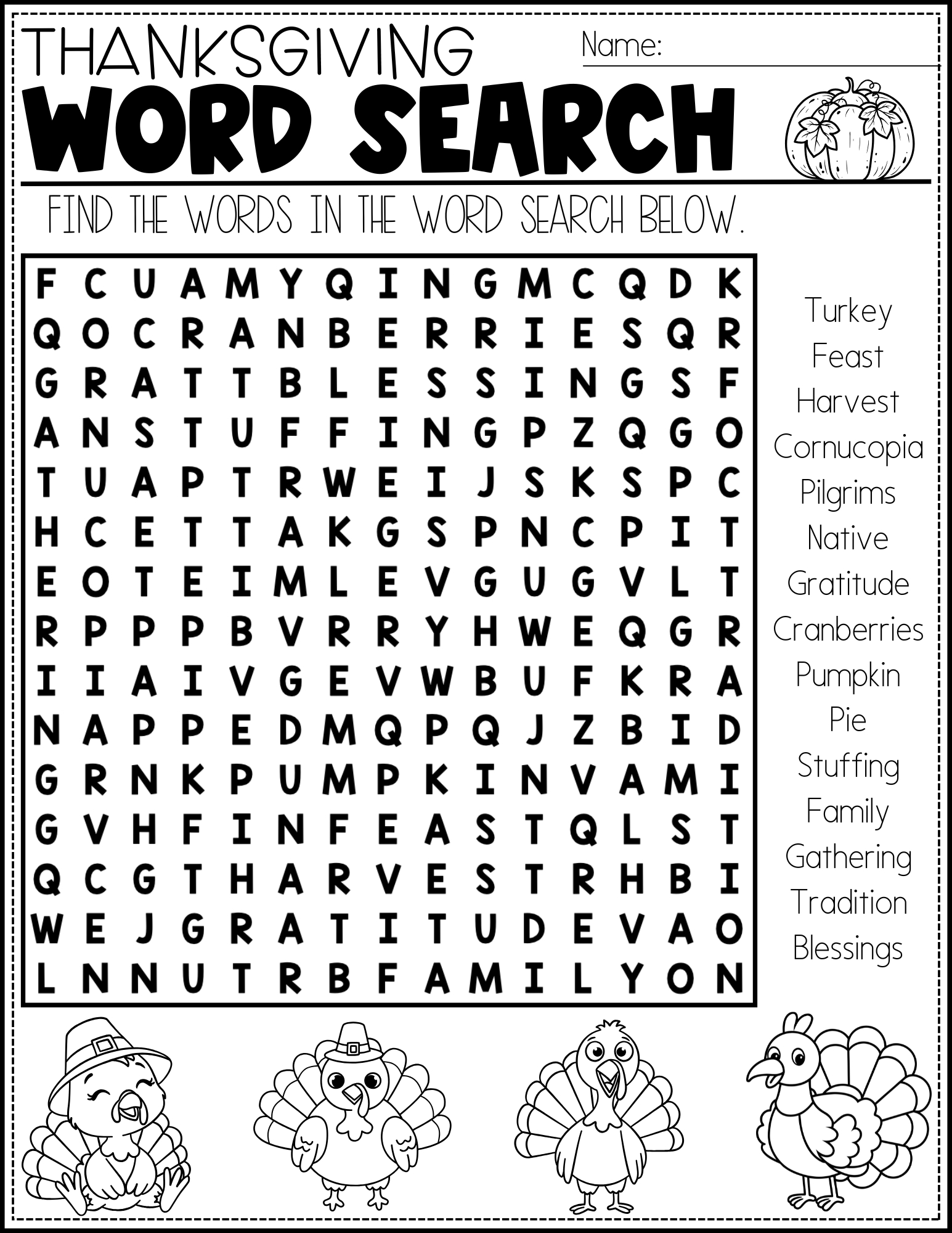 Fun Thanksgiving Activity Pages For Kids (Free Printable with regard to A Thanksgiving Feast Word Search