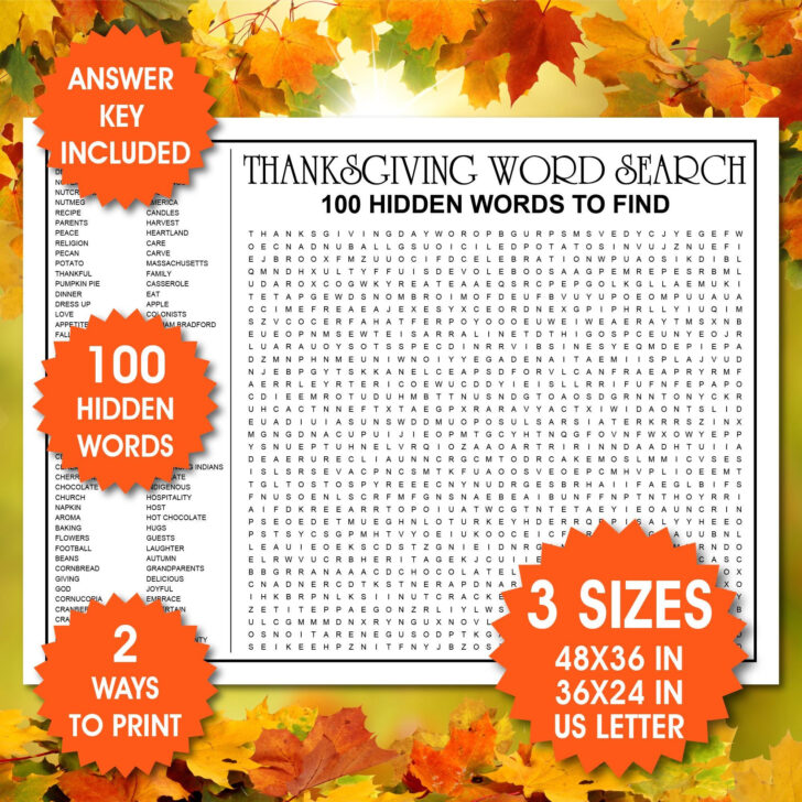 Thanksgiving 2025 Word Search 68 Words