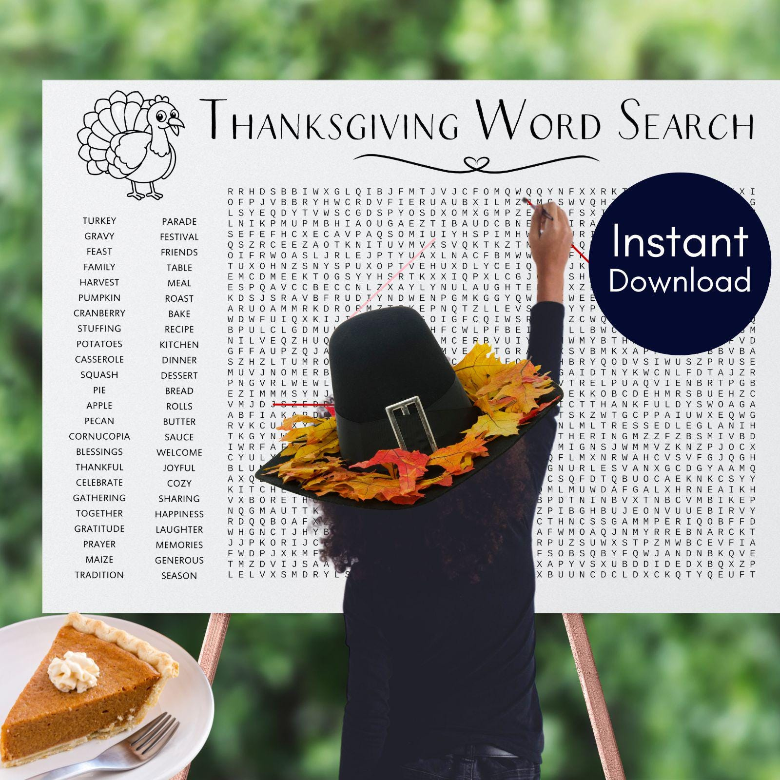 Giant Thanksgiving Word Search, Thanksgiving Game,Printable intended for Word Search Thanksgiving Pies Large Prints Printables