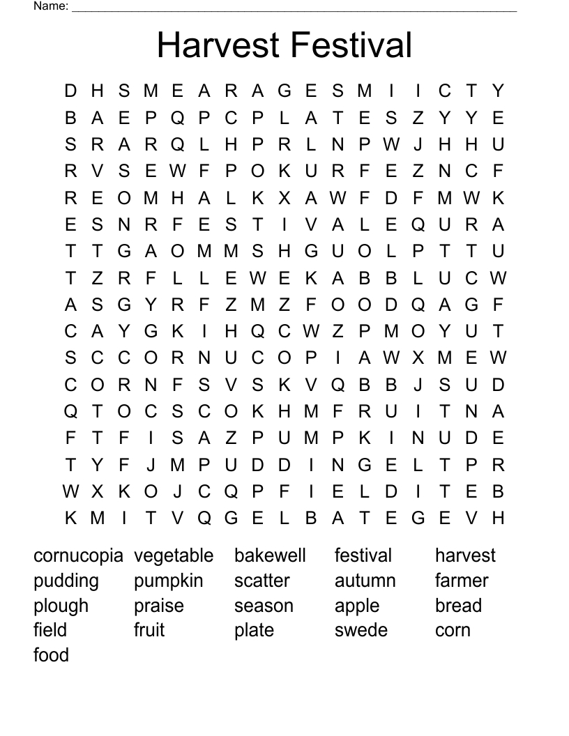Harvest Festival Word Search - Wordmint pertaining to Harvest Thanksgiving Word Search
