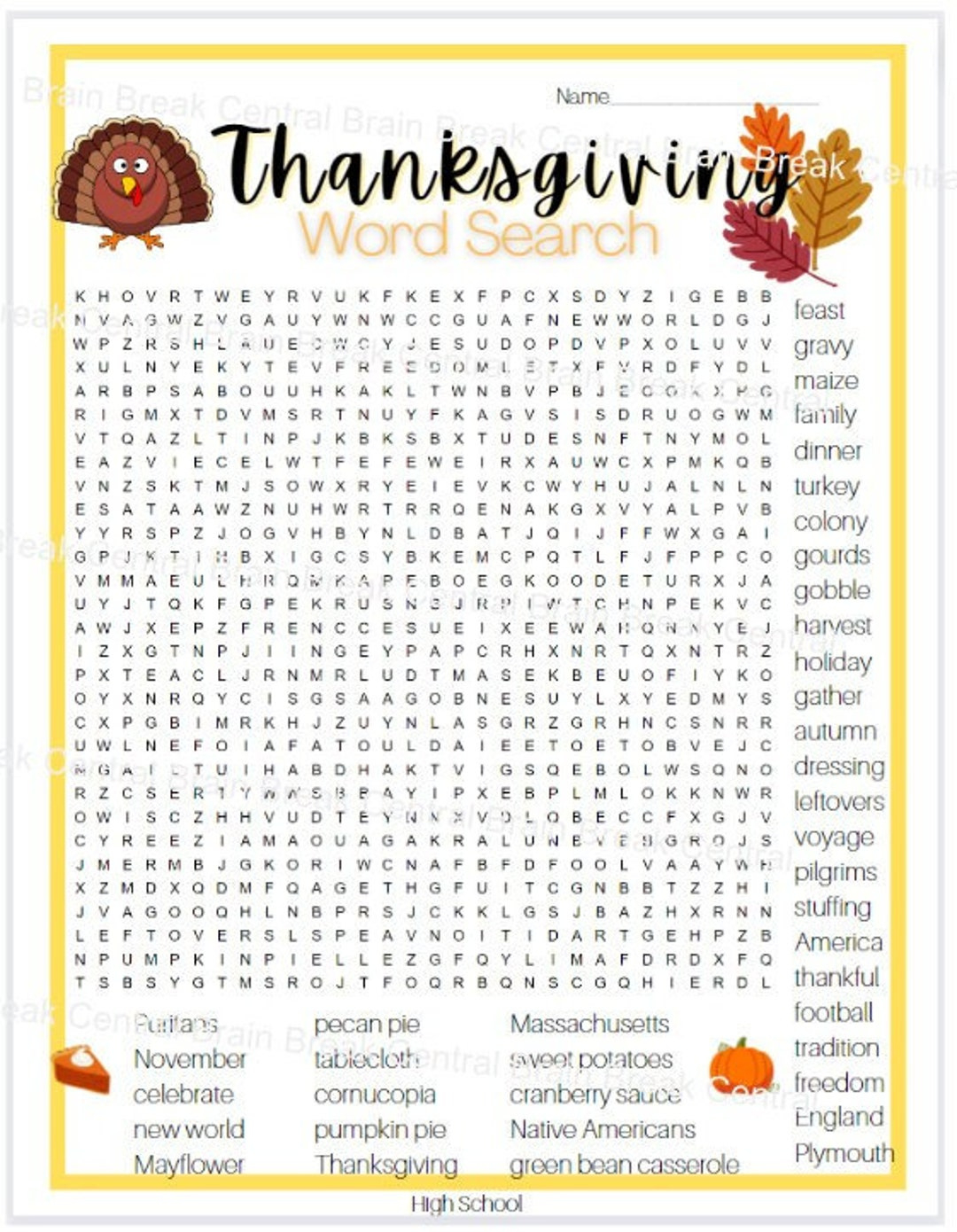 High School Thanksgiving Word Search With Answer Key, Printable throughout Super Teacher Worksheets Thanksgiving Word Search Answers