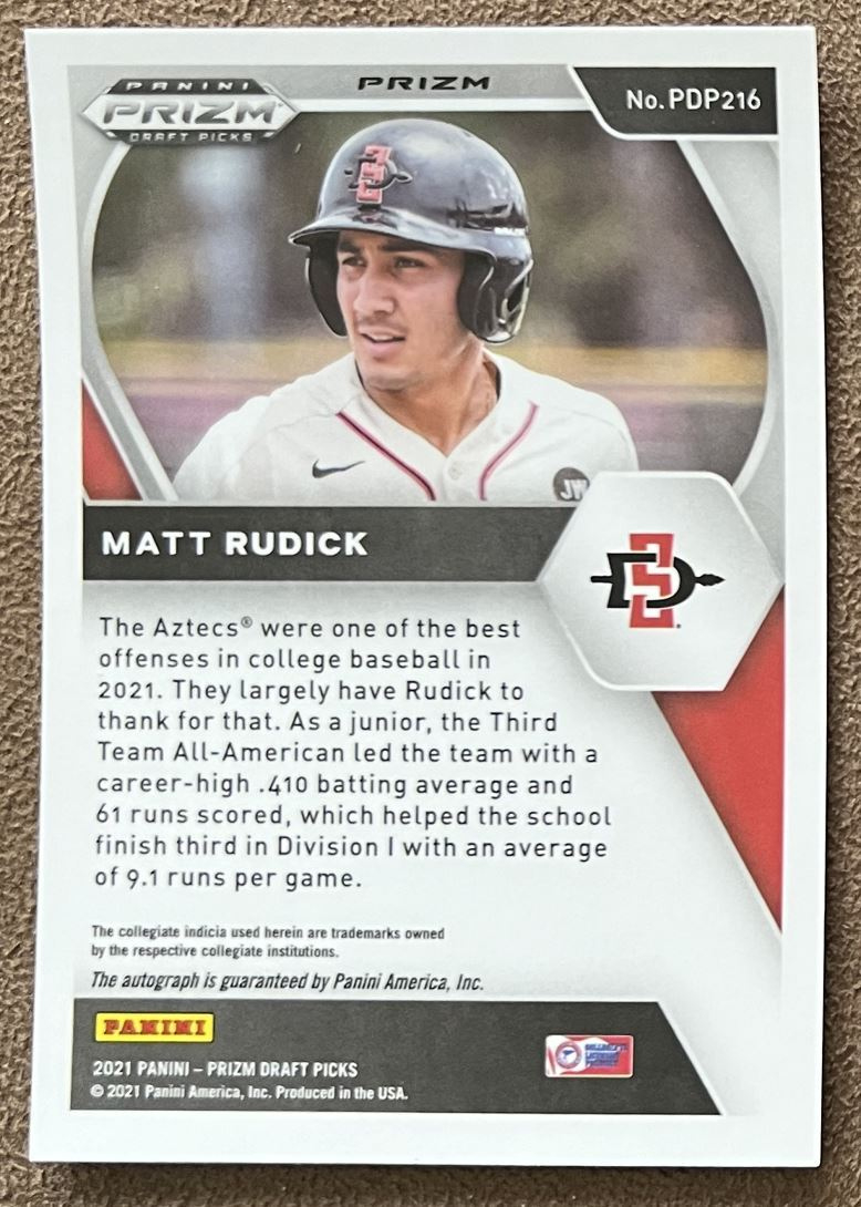 Matt Rudick 2021 Panini Prizm Draft Picks Red Velocity Autograph inside Matt Mikulski Thanksgiving Word Search