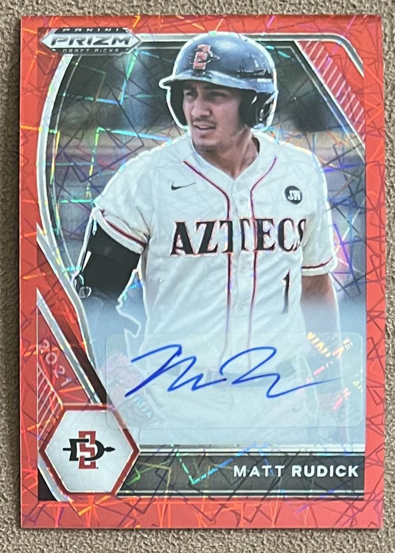 Matt Rudick 2021 Panini Prizm Draft Picks Red Velocity Autograph within Matt Mikulski Thanksgiving Word Search