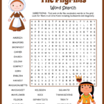 Pilgrims Word Search For Word Search Thanksgiving Squanto
