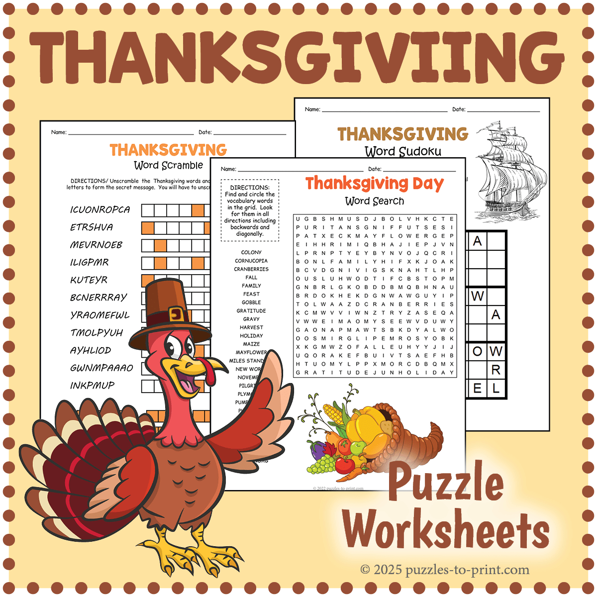 Printable Thanksgiving Puzzles inside Thanksgiving Holiday Brain Teasers Word Search