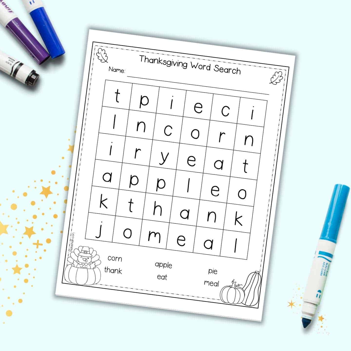 Printable Thanksgiving Word Search For Kindergarten - The Artisan Life with regard to Preschool Thanksgiving Word Search