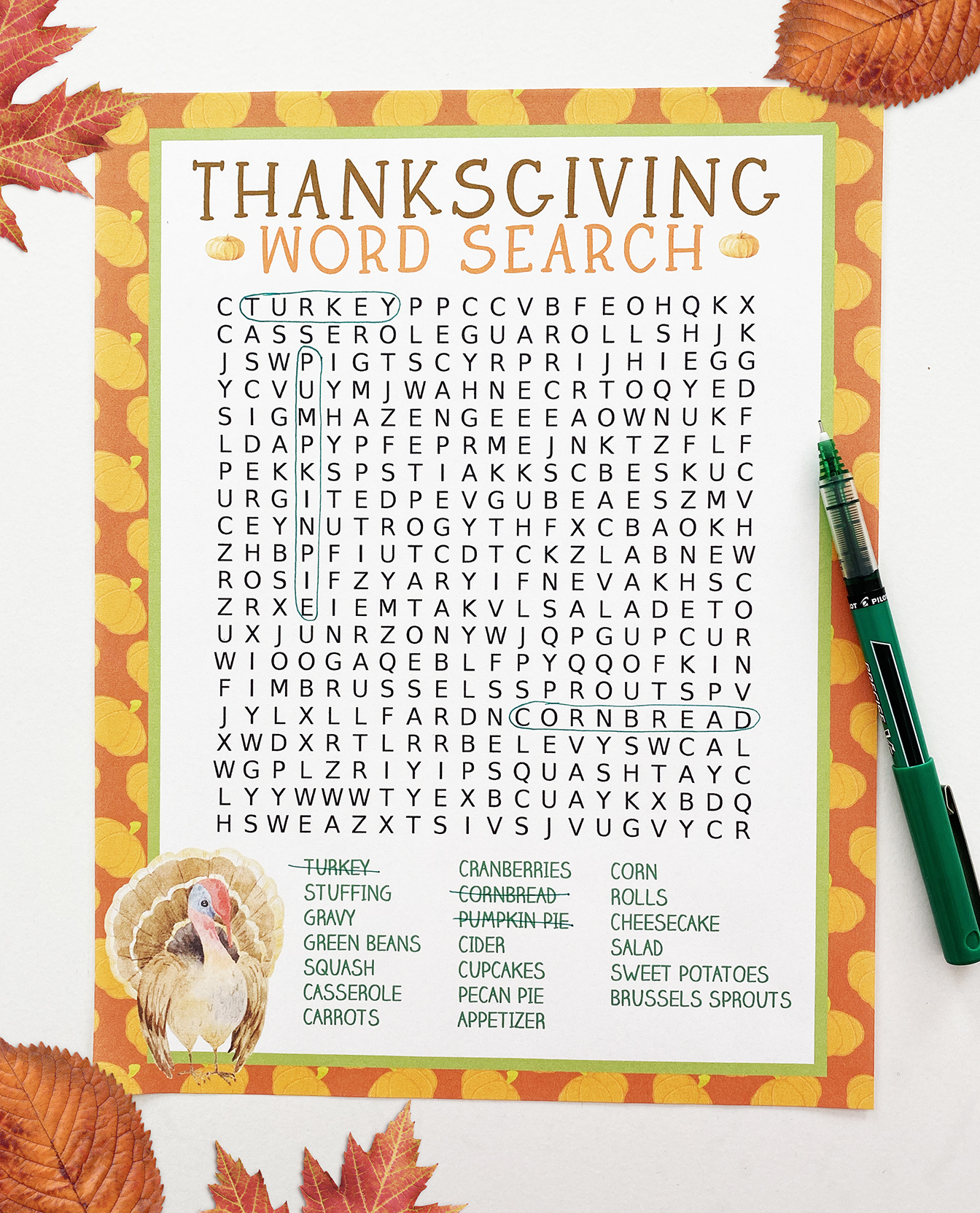 Printable Thanksgiving Word Search - Pineapple Paper Co. inside Printable Thanksgiving Word Search For Middle School