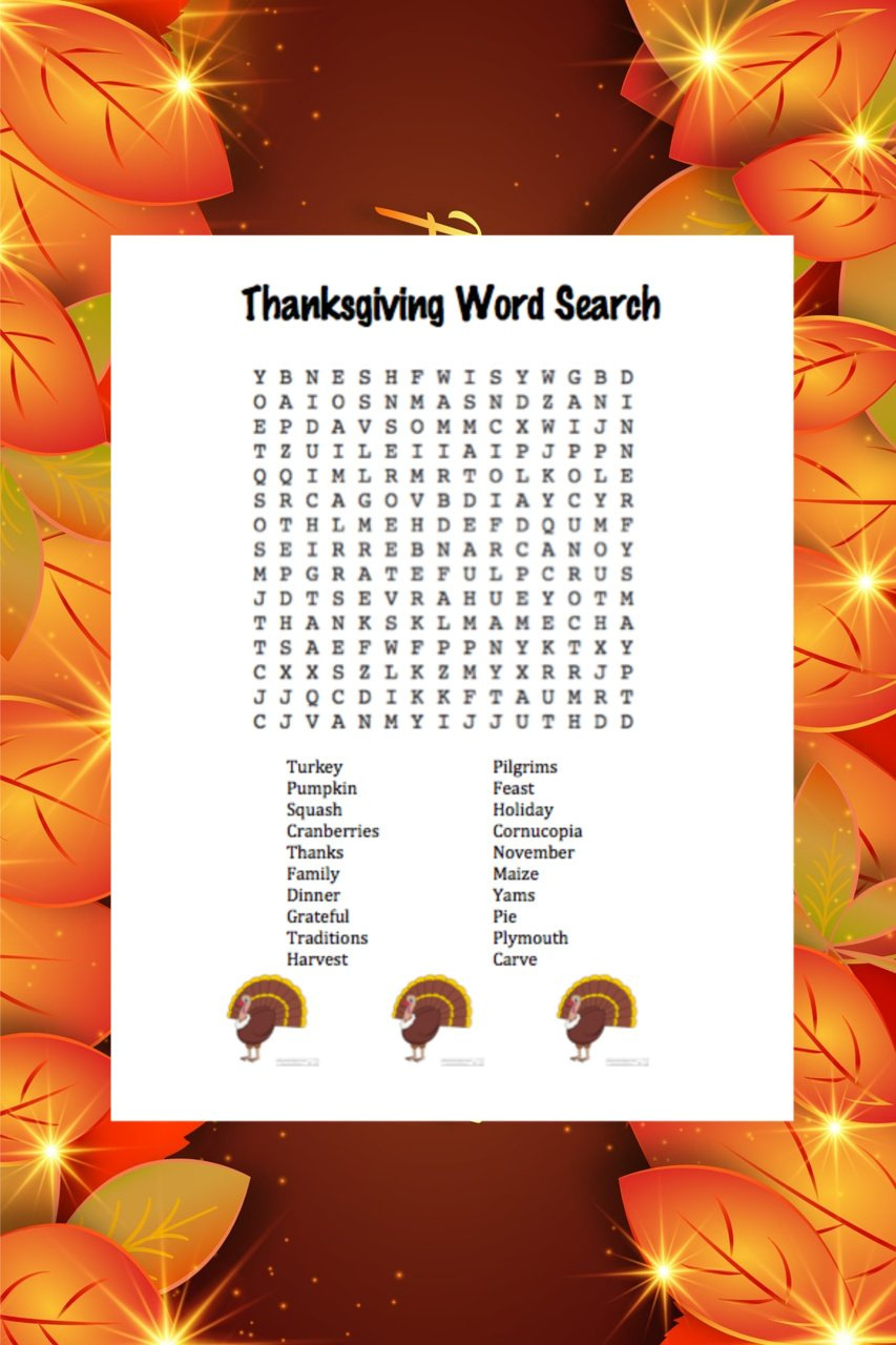 Printable Thanksgiving Word Search Puzzle - Jinxy Kids pertaining to Thanksgiving Word Searches Big Ones