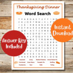 Printable Thanksgiving Word Search With Answers | Thanksgiving Day Within Thanksgiving Dinner Word Search Answer Key