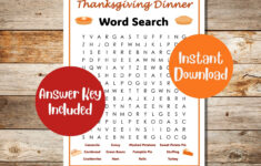 Printable Thanksgiving Word Search With Answers | Thanksgiving Day within Thanksgiving Dinner Word Search Answer Key