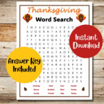 Printable Thanksgiving Word Search With Answers | Thanksgiving Intended For Thanksgiving Foods Word Search Answers