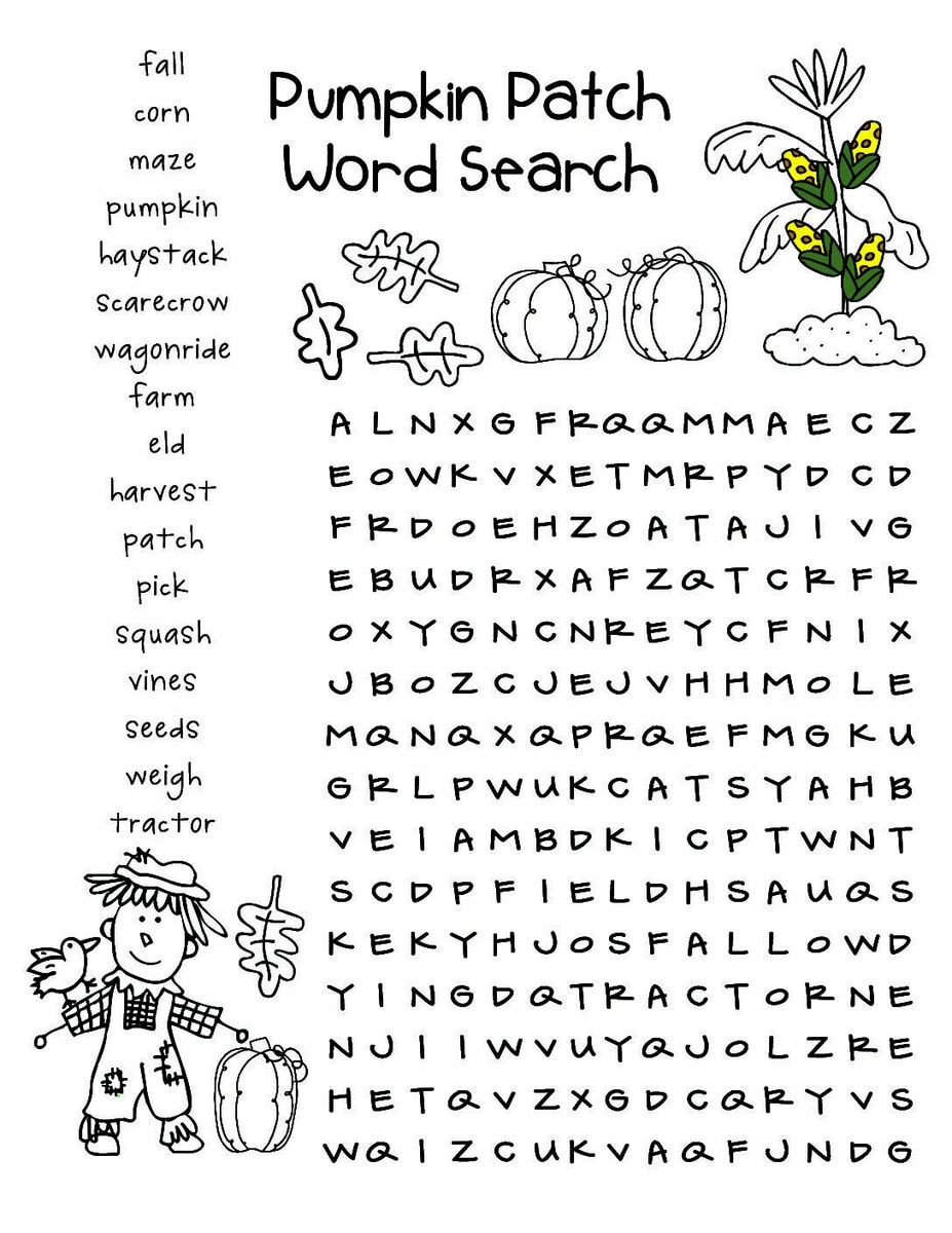 Pumpkin Patch Word Search Puzzle Free Printable - Laura Kelly&amp;#039;S in Thanksgiving Word Search Worksheets For Second Grade